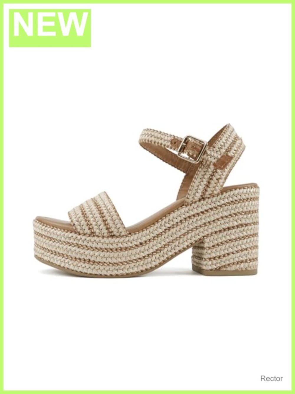 Soda Castle Jute Open Toe Ankle Strap Platform Wedge